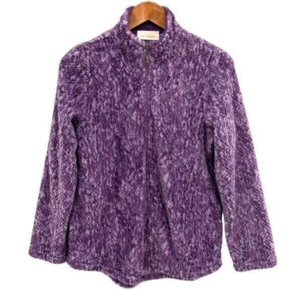 Stan Herman Jackets & Blazers - Stan Herman Womens Purple Fuzzy Fleece Zip Up Jacket